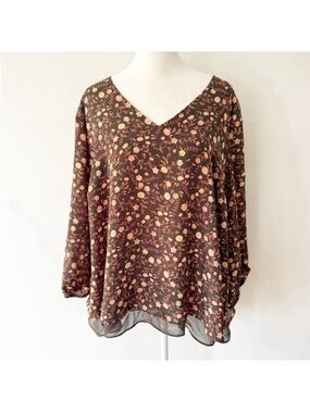 LC Lauren Conrad Women Ditsy Floral Lace Top 2X Boho Peasant Fairy Woodland
